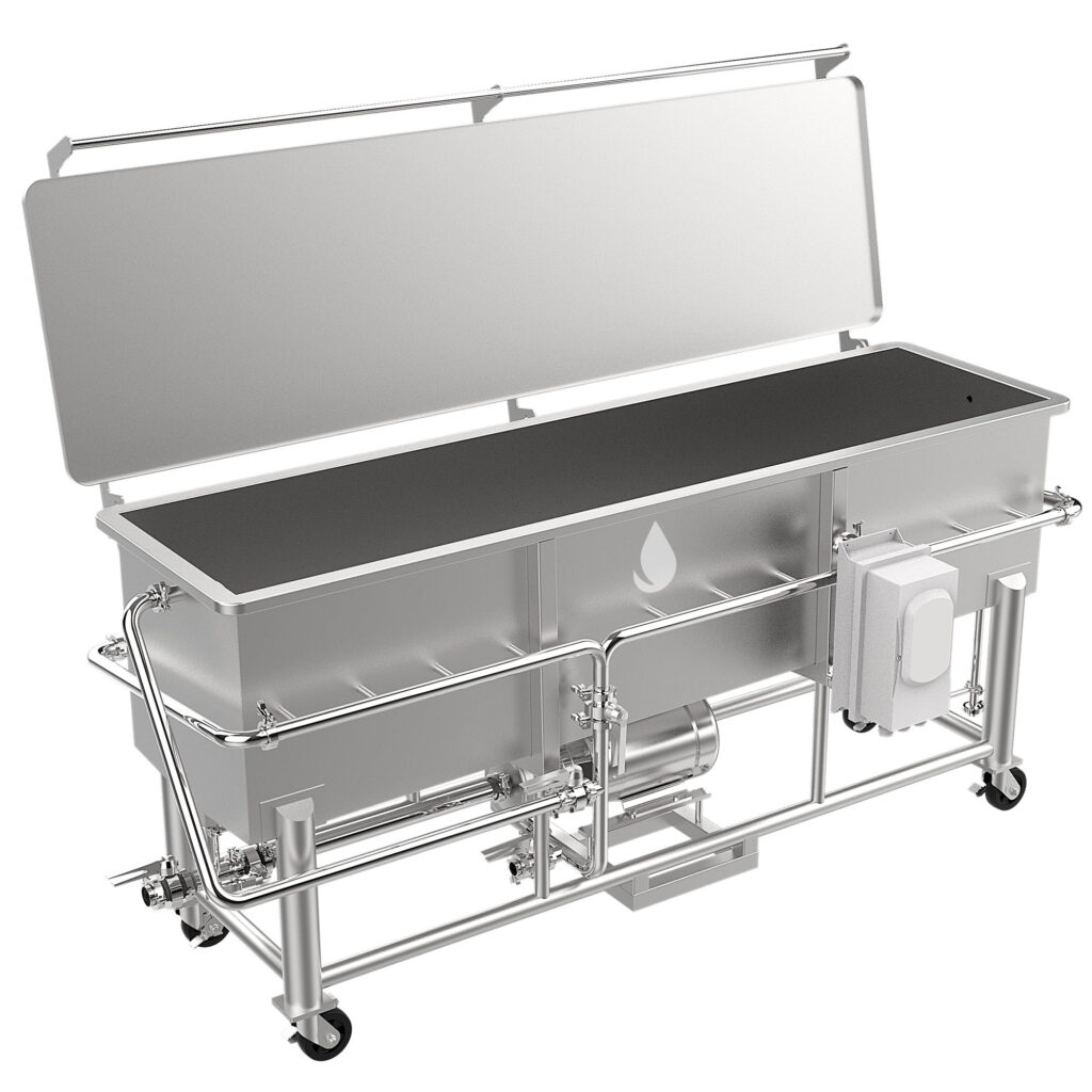 Clean Out of Place (COP) Carts provide a mobile, high-impact cleaning solution for hoses, disassembled parts, and process equipment. Available in 150G, 225G, and 335G sizes, each unit features a powerful 7.5 HP pump and stainless steel construction for durable, repeatable sanitation.
