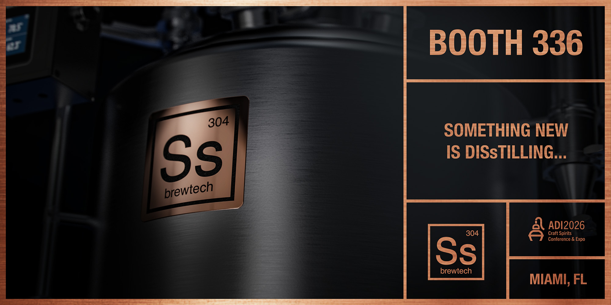 Image to give a preview of the distilling equipment Ss Brewtech will be unveiling at the American Distilling Institute conference.